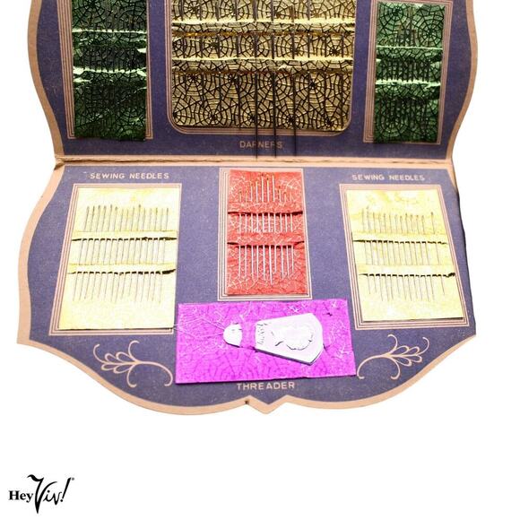 Vintage Food Fair Sewing Needle Book 70 Needles Threader Original Paper -Hey Viv - Picture 4 of 8